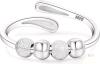 New Stamped S925 Adjustable Split-Back Anxiety Rings for Women Sterling Silver Rings Adjustable Stress Spinner Rings with Beads Fidget Rings for Anxiety, With "To My Daughter" Card in Box