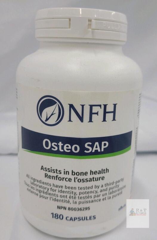 NFH Osteo SAP 180 Capsules Bone Health Supplement, Vitamin D3, Calcium, Magnesium, Expires 06/2027