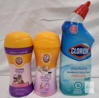 Arm & Hammer Cat Litter Deodorizing Crystals Set (2x 15oz) & Clorox 24oz Toilet Bowl Cleaner, Full