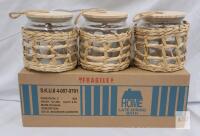 3 New Home Decor Glass Jars w/Lids
