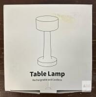 Black Metal Rechargeable Cordless LED Table Lamp with Touch Control and Stepless Dimming
