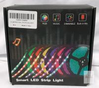 KIKO 65.6 ft RGB Smart LED Strip Light, Model 5050, 24W, Music Sync, Built-in Mic, Dimmable