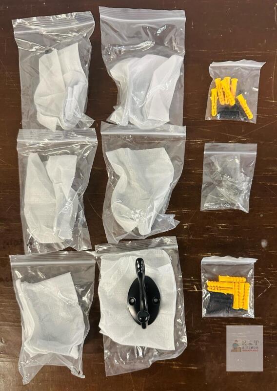 Matte Black Metal Wall Hooks TYD-B-6, Multipurpose, Screws & Anchors, Boxed,