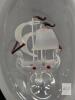 2 Handblown Hungarian Glass Decanters/ Bottles With Viking-Style Ships : Frosted Glass Bottle With Ship Inside Divot & Ship Formed Within Decanter Itself, 11.5" Tall, No Chips or Cracks - 3