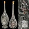 Handblown Hungarian Artisanal Decanters: 3D Rearing Horse Inside Outer Divot & Skiier With Poles, Skis & Santa-Style Hat, 11.5" Tall, No Chips or Cracks