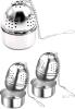 3 New Oval Tea Infusers / Tea Balls With Catch-Cups, Stainless Steel Diameter 4.3 cm