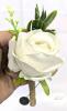 New Ivory Rose Boutonniere for Men Wedding Set of 6 Groom Groomsmen Best Man Artificial Flowers Boutonniere for Wedding Ceremony Anniversary Prom Flowers Formal Dinner Party (6, White) - 3