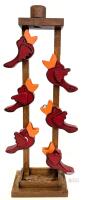 Handmade Folk Art Wooden Cardinal Bird Dropper Marble Run / Kinetic Art 21.25" Tall