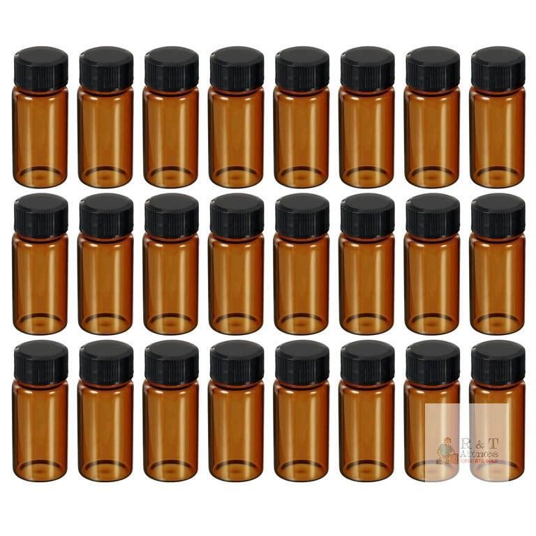 New 24pcs 10mL Amber Glass Vials with Screw Caps Liquid Sample Vial Storage