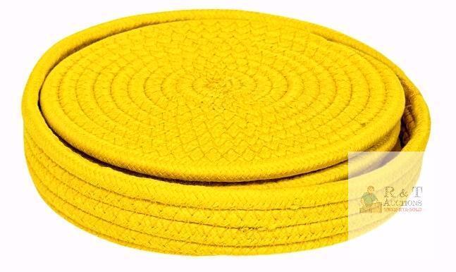 New 4pcs Woven Yellow Spiral 9" Trivets With Holder, Heat Resistant Mat Protect Counter, Coasters Set Home Essentials Farmhouse Decor
