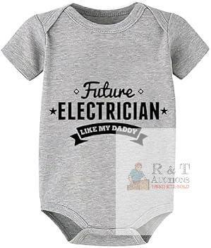 New Size 0-3 Months - Grey - Future Electrician, Like My Daddy! Newborn Romper Short Sleeve Summer Onesie