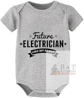 New Size 0-3 Months - Grey - Future Electrician, Like My Daddy! Newborn Romper Short Sleeve Summer Onesie