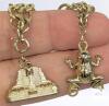 Pair of Vintage 6.5" Long DI Charm Bracelets With Frog & Pyramid Charms & Juicy Couture ID & Card Holder on Lanyard PU Leather - 4