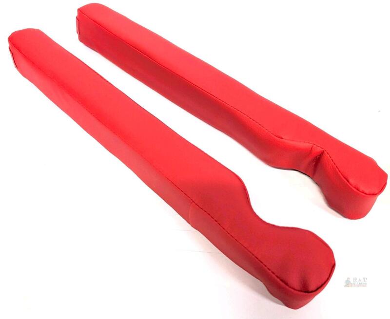New 2pc Red PU Leather Universal Fit Vehicle Seat Gap Filler Strips, Foam Filled Zippered Back Fit for Cars Trucks, 16" Long &times; 1.5" Wide &times; 2" Deep