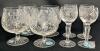 8pcs Vintage Sears "Country Rose" Cut Crystal : 4 Brandy Snifters 4.6" & 4 Liqueurs / Cordials Glasses 4.7" , No Chips or Cracks