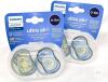 New PHILIPS Avent Ultra Air Pacifier - 4 x Light, Breathable Baby Pacifiers for Babies Aged 0-6 Months, BPA Free with Sterilizer Carry Case (Model SCF085/49) 2 Packs of 2 - 2