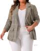 New Size 4XL Women's Agnes Orinda Plus Size Blazer Suit for Women Notch Lapel One Button Work Office Plaid Blazer Jacket