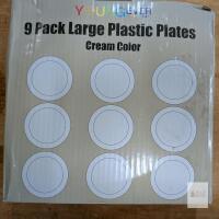 YOUNGEVER 9 Pack 10" Large Plastic Plates, Cream Color, Microwave & Dishwasher Safe