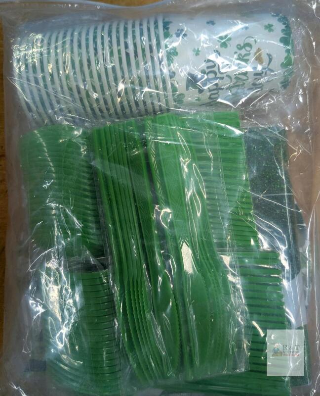 St. Patrick's Day Disposable Tableware Set for 20 Guests &ndash; Includes Plates, Cups, Napkins, and Utensils