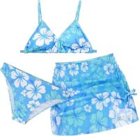 New Size 170 (14yrs) Teen Girls' 3-Piece Bikini Set, 3 Piece Swimsuit with Cover Up Tropical Floral Print Bathing Suit