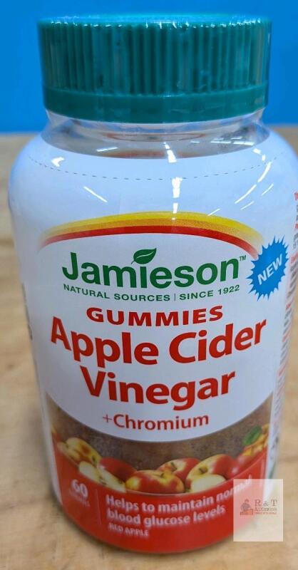 Jamieson Apple Cider Vinegar + Chromium Gummies, Red Apple, 60 Ct, Lot 304878, EXP 01/2026