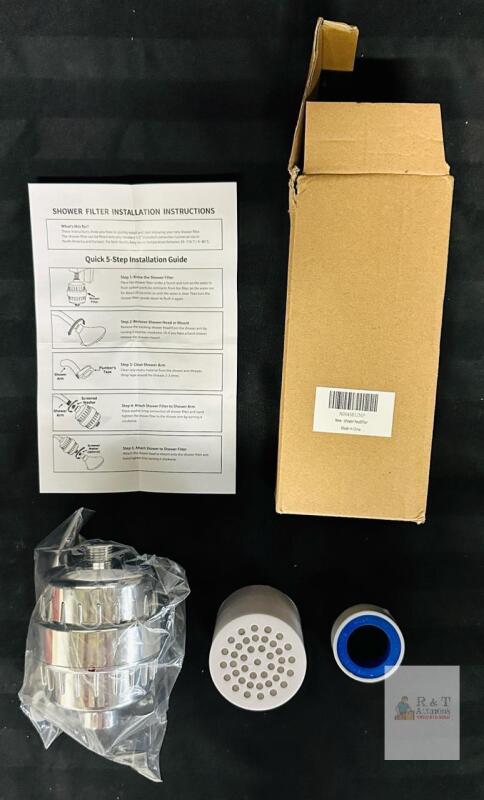 Universal 15-Stage Shower Head Water Filter Kit, 2.5 GPM, Chrome, Standard 1/2" NPT,