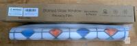 Stained Glass Window Privacy Film, Model IF-1018, 17" x 39.4", Multi-Color Design