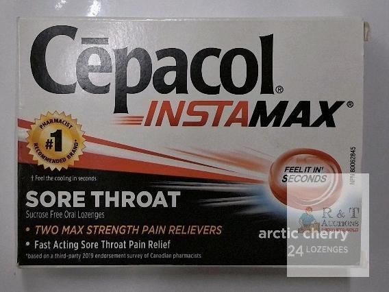Cepacol INSTAMAX Arctic Cherry Sore Throat Lozenges, 24 Count, Expires 07/2027