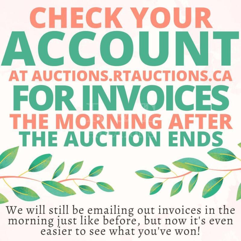 Check Your User Account the Morning After This Auction Closes for Invoices!