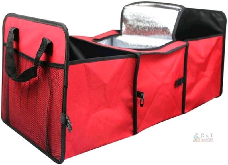 New Car Trunk Organizer Dofover Foldable Multi Compartment Auto Car Oxford Cloth Trunk Storage Bag Box with Cooler Bag (Red)