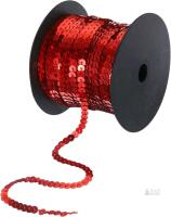 New 100 Yards x 0.24 Inch Flat Sequin Strip Laser Sequins Fabric Paillette Spangle Sequins Trim for Crafts DIY Sequin Fringe Sewing Bling Red