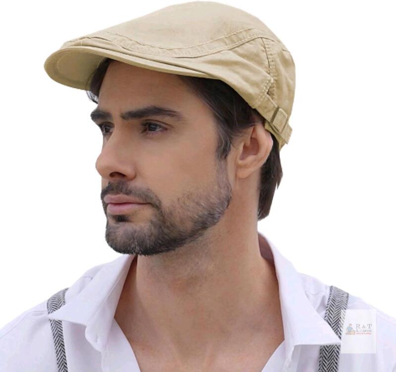 New O/S Men's Men 100% Cotton Newsboy Cap Timeless Elegance, Classic Flat Hat, Stylish Boina, Fashionable Headwear