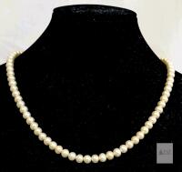 Vintage Pearl Necklace With Sterling Silver Clasp Stamped 925, 18" Long