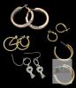 5 Pairs Pierced Earrings : Large Rosegoldtone GUESS Rhinestone Hoop Earrings 1.25" Diameter, Non-Magnetic Double Loop Earrings, Hoop & Half-Hoop Earrings, Dangly Keys