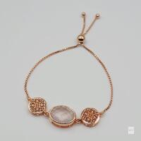 Rose Gold Plated Sterling Silver Natural Rose Quartz Adjustable Bracelet, Retail $700.00.
