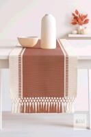 New PurpleEssences Dobby Stripe Woven Table Runner Ribbed Fall Thanksgiving Farmhouse Dining Room - 14" &times; 72"