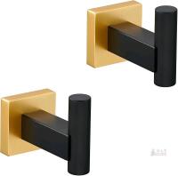 New Miyili Bathroom Towel Hook Stainless Steel Coat/Robe Clothes Hook for Bath Kitchen Garage Wall Mounted 2 Pack Black & Gold, B02BG2