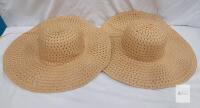 2 new Wide Brim Straw Sun Hat, Natural/Tan Color,