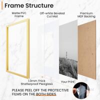 New 16x24 inch Gold Metal Poster Frame - 16 x 24 Thin Aluminum Picture Frame Matted for 12x18 Photos, Artworks, Prints, Puzzle - High Definition Plexiglass - Vertical and Horizontal Display - Wall Hook