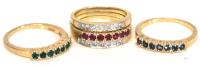 Avon Collectible Goldtone Interchangeable Ring Set: Rhinestone Jacket, Precious Colored Bands, Size 7