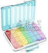 New Waterproof Pill Boxes 7 Day 4 Times a Day Weekly Pill Box Organiser Daily Tablet Organiser 4 Compartments Medicine Organizer with 28 Compartments