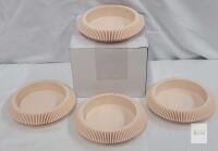 LemonRoad LEM6454 Cup Coasters Set of 4, Round Ribbed Edge, Beige/Pale Pink, New in Box