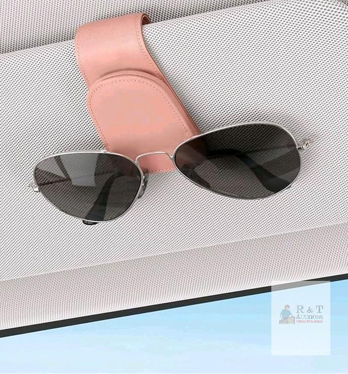 New Sunglass Holder for Car Visor, Magnetic Leather Glasses Eyeglass Clip for Car, Ticket Card Clip Sunglasses Mount, Car Visor Accessories (Pink)
