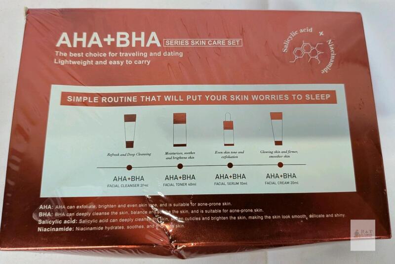 AHA Skincare Mini Kit, Cleanser, Face Serum, Toner & Moisturiser For Hydrating Skin, 4 Pcs Set