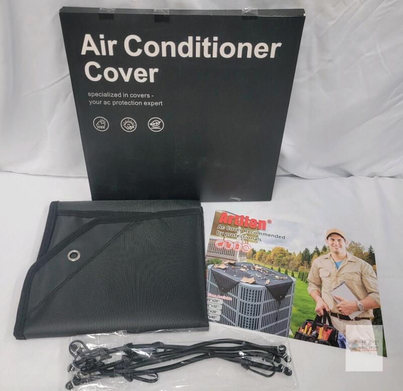 Artllon AR-AC018-32in Air Conditioner Cover, 32" x 32", Black PVC Mesh, Includes Bungee Cords