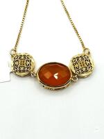Gold Plated Sterling Silver Natural Carnelian (5.05ct) Bracelet, Retail $550.00.