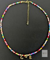 New Turandoss Bubble Initial "C ❤️ E" Love Bead Necklace 18" Long
