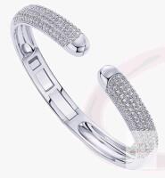 New Pavoi Rhodium Plated Pav&eacute; CZ Rhinestone Cuff, Waterproof Hypoallergenic Bracelet Bangle 0.3" Wide &times; 2.6" Long