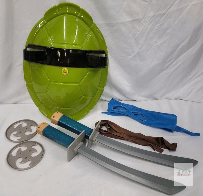 TMNT Shell, Swords, Throwing Stars, Blue Mask & Brown Bandana Kids Role Play Set by Boom