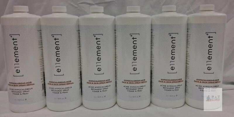 e11ement Hypochlorous Acid Face & Skin Spray Refill, 32 fl. oz. (1L), Lot of 6 Bottles